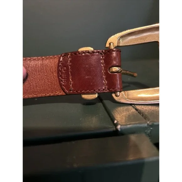 Fossil Brown Leather Women's Belt w Brass Accents and Buckle Sz S - Picture 6 of 10